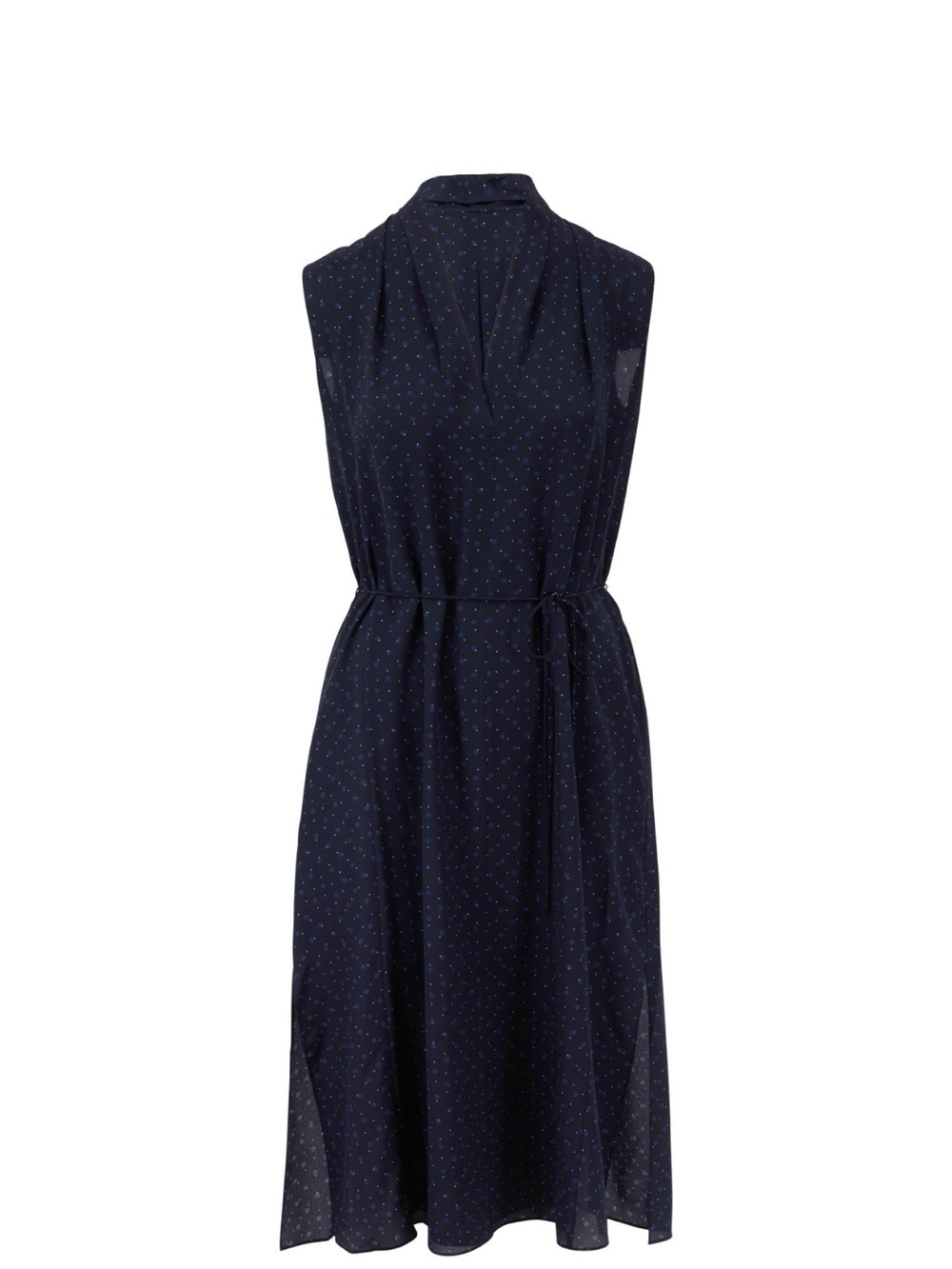 Vince Shadow Dot
Sleeveless Drape-Neck Dress in the color indigo size M